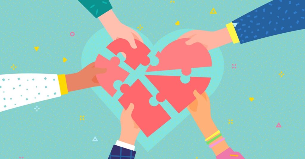 charity-concept-several-people-hold-the-heart-vector-id1135365804